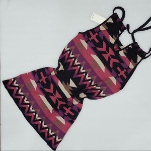 Splendid Silk Blend Halter Top in Aztek Print